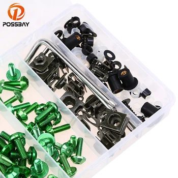 

POSSBAY Motorcycle Part Complete Bolt Nuts Scooter Screw Kit With Plastic Box Universal fit for Yamaha Harley Kawasaki Honda