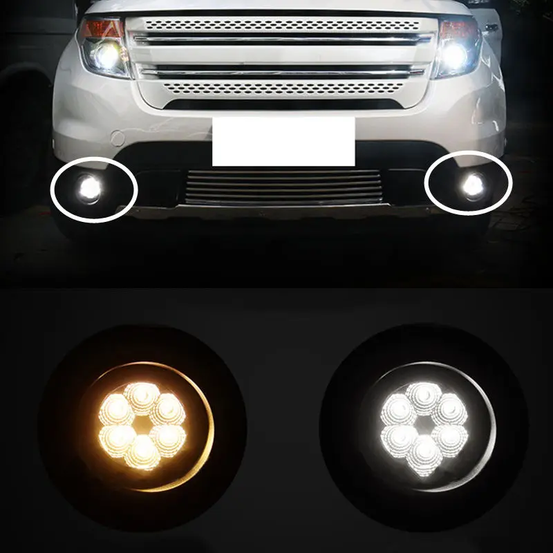 

Fit For Ford Explorer 2011-2015 Front Left+Right Fog Lights Lamp white yellow