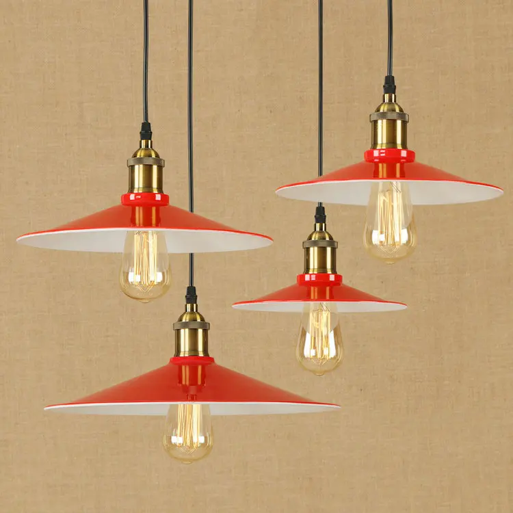 

Edison Industrial Loft Vintage Lighting Fixtures E27 Pendant Lights Warehouse dining room Home Kitchen Hanging Red Iron Lampes