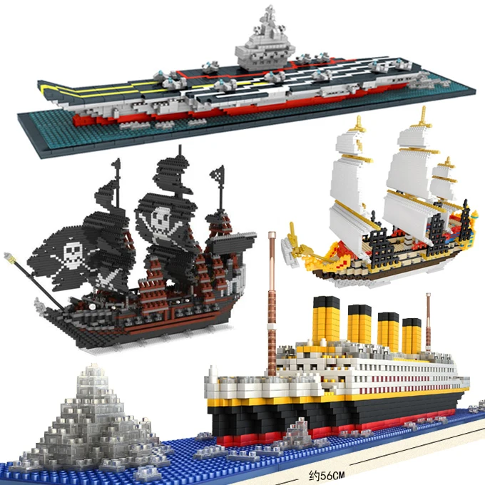 

No compatible legoed ship Titanic RMS Blocks Building Cruise boat set brick Children toys Aircrafted Carrier Pirate Black Pearl