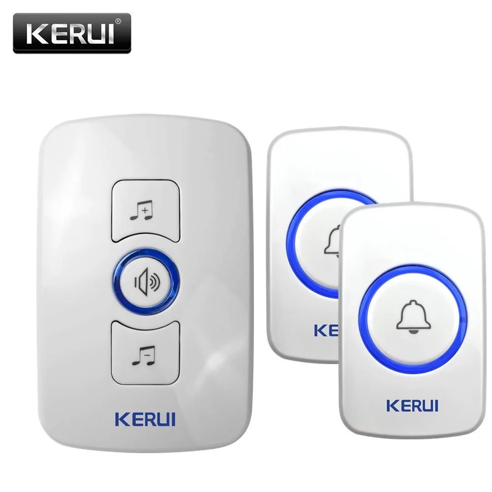 

KERUI Wireless Doorbell Alarm No Battery Eu Plug 4 Volume Adjustable 500ft Long Range Smart 433mhz Support 1527/2262 Code Chip
