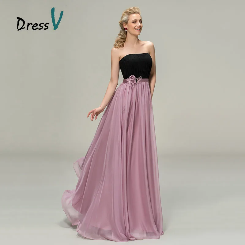 Dressv A Line Chiffon Black Purple Bridesmaid Dresses 2017 Dressv A Line Chiffon Black Purple Bridesmaid Dresses 2017 Strapless Patchwork Belt Maid Of Honor Dress Long Wedding Party In From