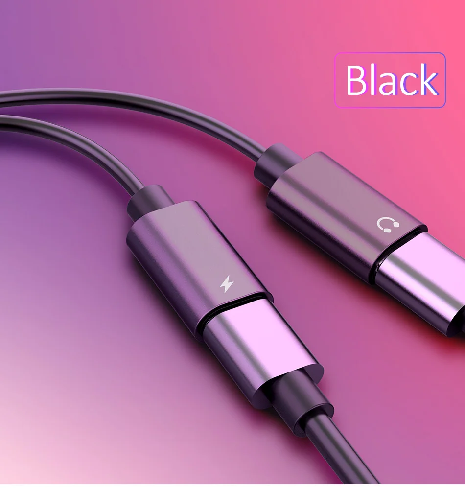 !ACCEZZ  2 in 1 Dual Lighting Charging Audio Adapter For iphone 7 8 Plus X IOS 10 11 Phone Adapter Charger Aux Cable Connector (9)
