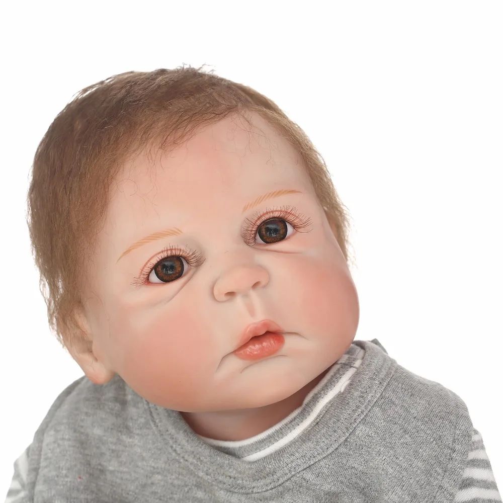 NPK 57 см кукла Bebe Reborn полные конечности и туловище Жесткий Силиконовый мальчик Boneca