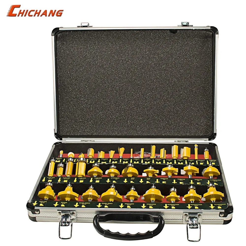 

35 Piece 1/4" Shank Router Bit Set With Tungsten Carbide Tips For Use On Wood, Metal, Plastic.A set of tools for milling machins