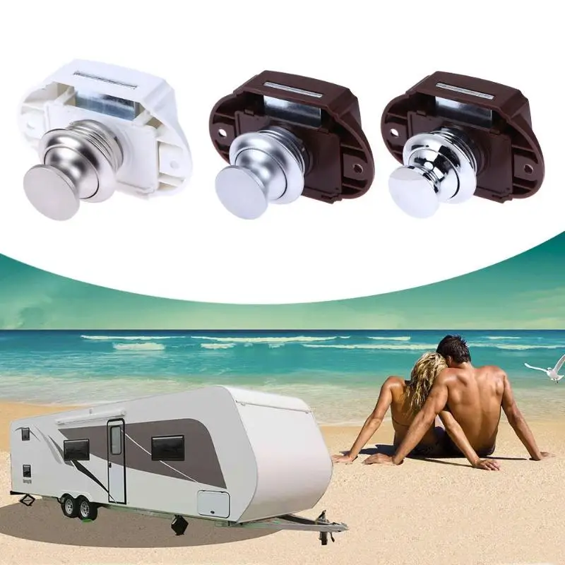 Camper Car Push Locks RV Caravan Boat Motor Latch RV Lock Keyless Large Button Big Button Lock P02W-PN pearl nickel