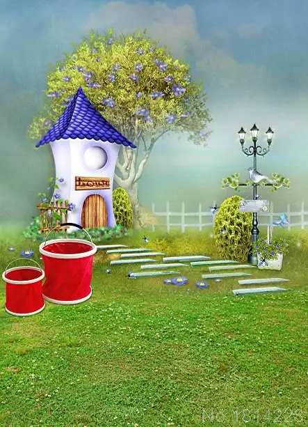 3x5ft cartoon house stone pathway birds dream garden baby children party studio backdrop vinyl background photography - Dream Garden 3x5ft cartoon house stone pathway birds dream garden baby children party studio backdrop vinyl background photography - Dream Garden