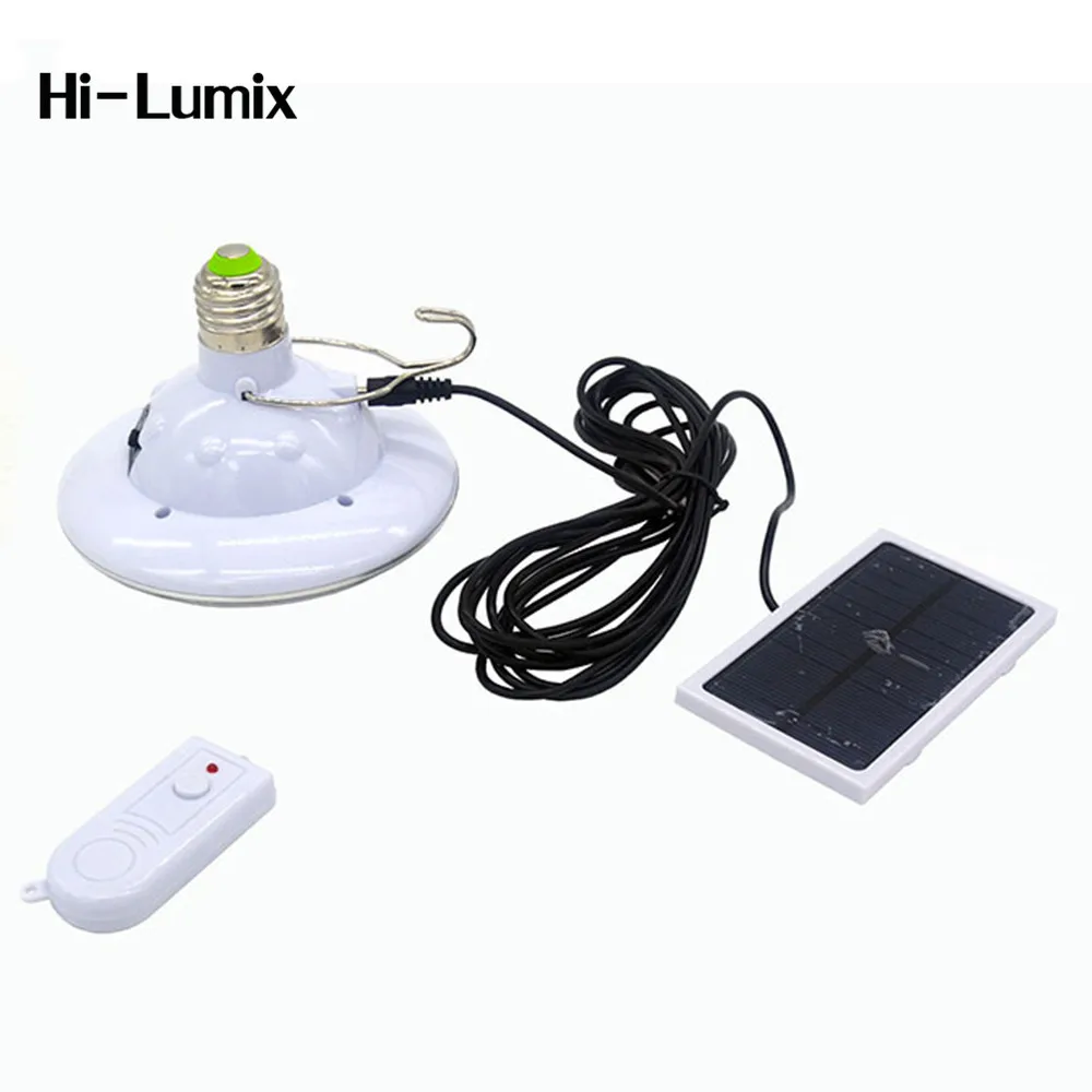 

Hi-Lumix E27 22LEDs Solar Panel LED Bulb Dimmable Lamp with Remote controller AC / DC Power Switch Portable lights for Camping