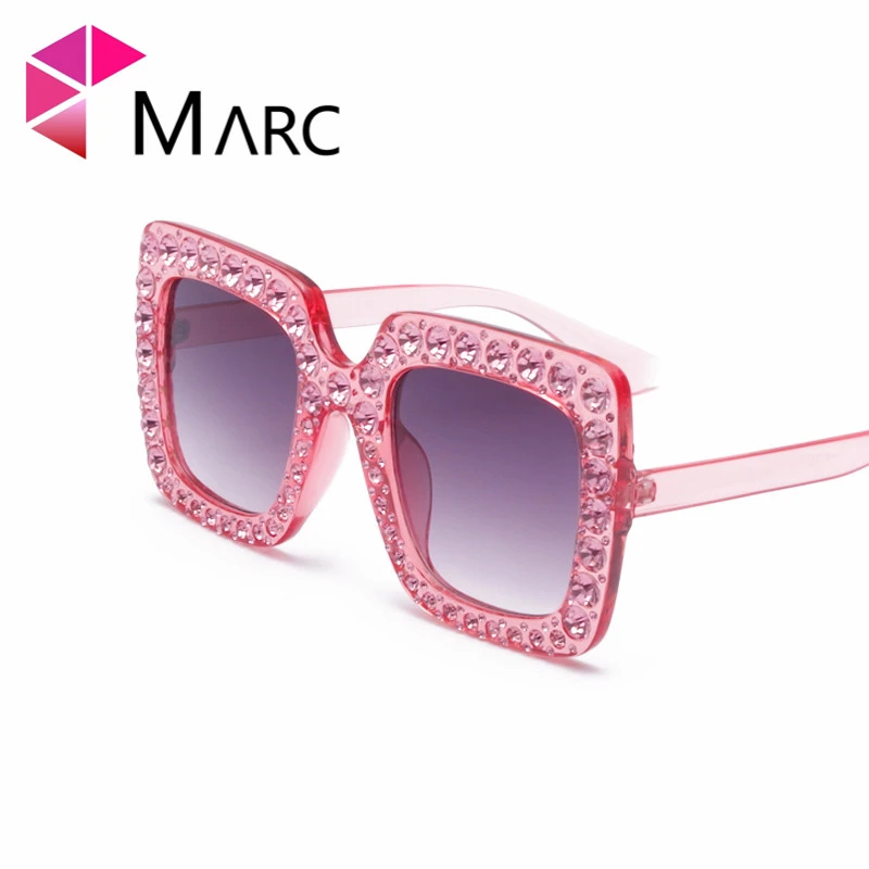 Falange silencio limpiar MARC UV400 mujeres nuevas gafas de sol de diamante gafas de sol  transparentes Rosa espejo de resina de plástico cuadrado escudo gradiente sol  cristal|Gafas de sol para mujer| - AliExpress