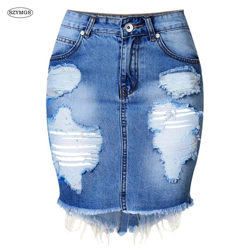 SZYMGS HOT Fashion high waist denim font b skirt b font font b womens b font