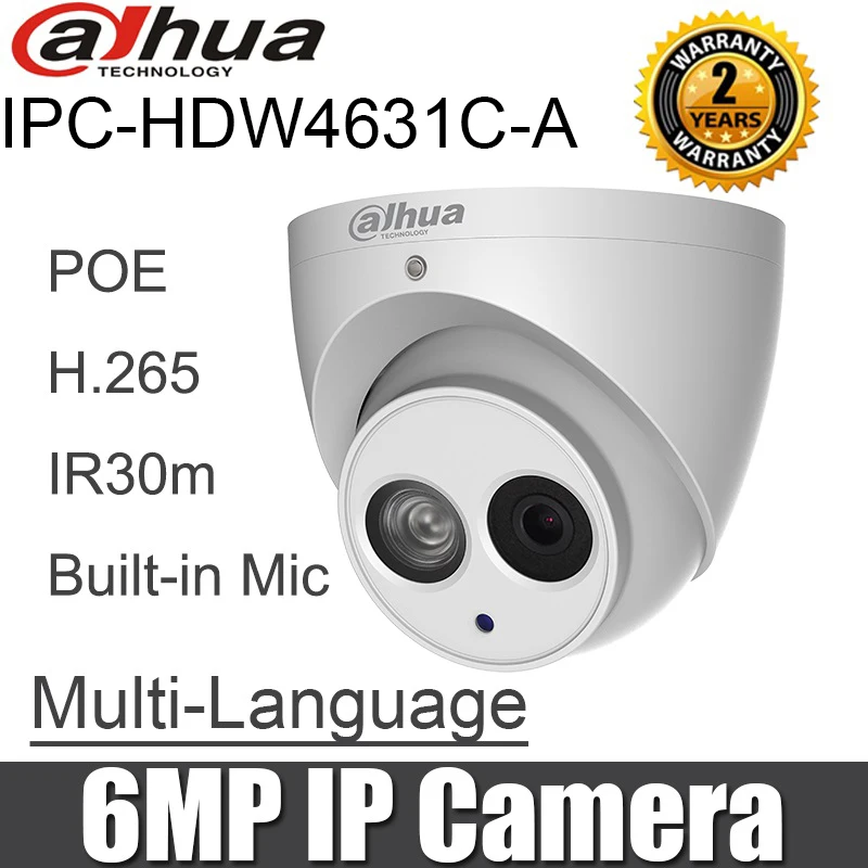

Dahua 6MP IP Camera IPC-HDW4631C-A POE Built-in MIC IR 30m IP67 Network Dome Camera replace ipc-hdw4431c-a hdw4431c-a hdw4631c-a