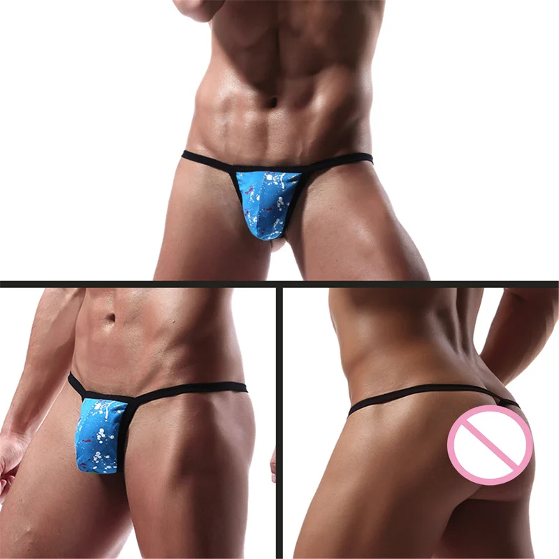 

Graffiti Print Men Underwear Jockstrap Ultra Thin Low Waist Thong Gay Convex String Homme Male Underwear Thong Men Underpant