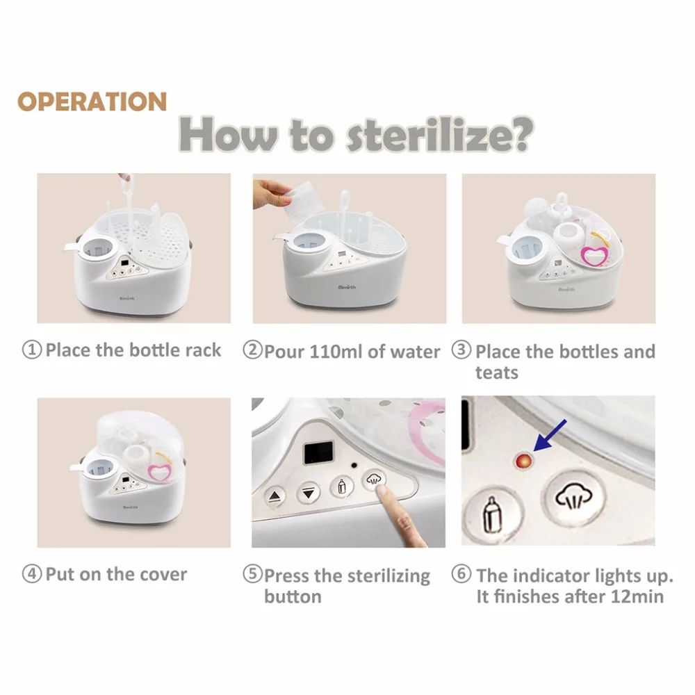 New 4 in 1 Baby Bottle Warmer Breast Sterilizer Multi-functional Breast Milk Heater Food Steam Heating Electric Sterilizer  (20)