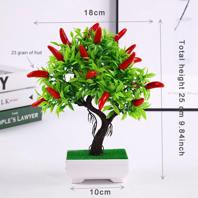 Искусственные растения, ненастоящие деревья зеленый фрукт из пенопласта дерево Пластик растения мини горшках для вечерние украшения дома 23 зерна фрукты