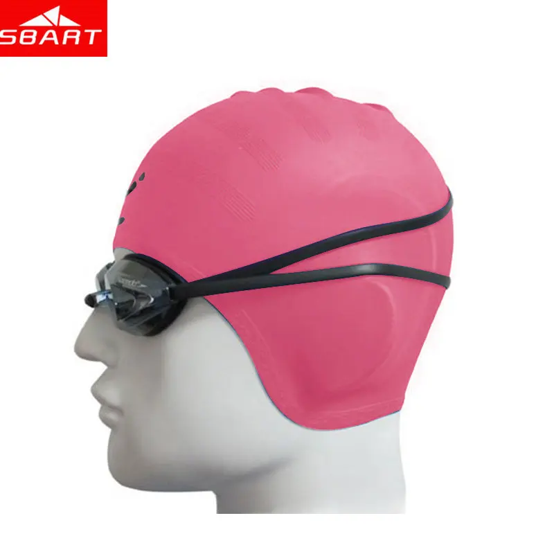 SBART силиконовая шапочка для плавания унисекс водонепроницаемая защита для ушей шапочки для плавания для взрослых длинные волосы силиконовые плавающие шапки для дайвинга