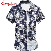 Для мужчин Рубашки домашние муж. большой Размеры 6xl 7XL летние шорты рукавом бренд хлопка с модным принтом Рубашки для мальчиков Camisetas Masculinas sl-g003