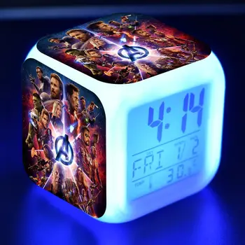 

Avengers Endgame Figure LED Alarm Clock Colorful Flash Desk Light Marvel Avengers End Game Figuras Iron Man Spiderman Hulk Toys