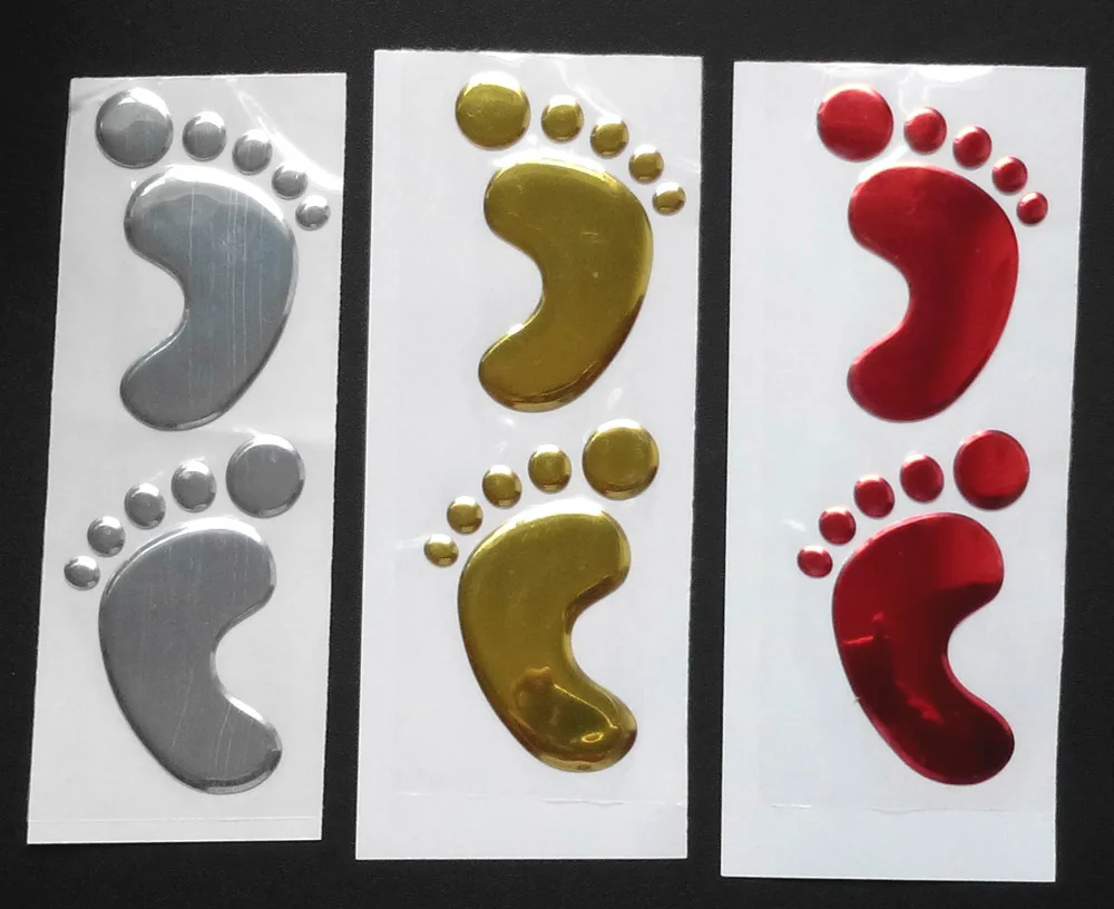 

Wholesale 50 pairs Cute Footprint 3D Car Sticker PVC Chrome Badge Emblem Decal,Nick cover sticker