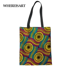 WHEREISART Африканский стиль складная сумка для покупок портативный экологический Холст Сумка многофункциональная сумка дорожная сумка аксессуары