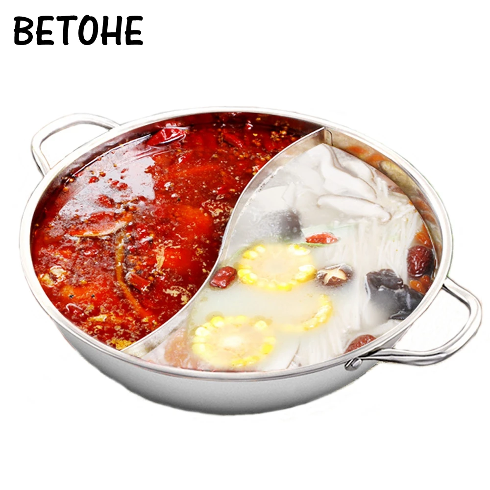 BETOHE 30 см Горячая кастрюля из нержавеющей стали Shabu двойная Индукционная газовая