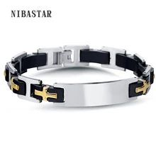 Новое поступление Сталь ремень Arc-образный конец Для мужчин ремешок с Ссылка Пен и Винтаж крест браслет Ремешки