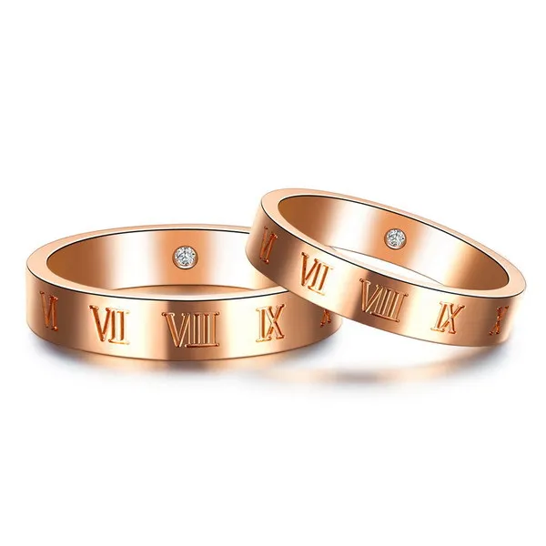 

925 Silver Roman Numerals Rings Classic Zircon in the Ring for Women Men Roman Numerals Jewelry
