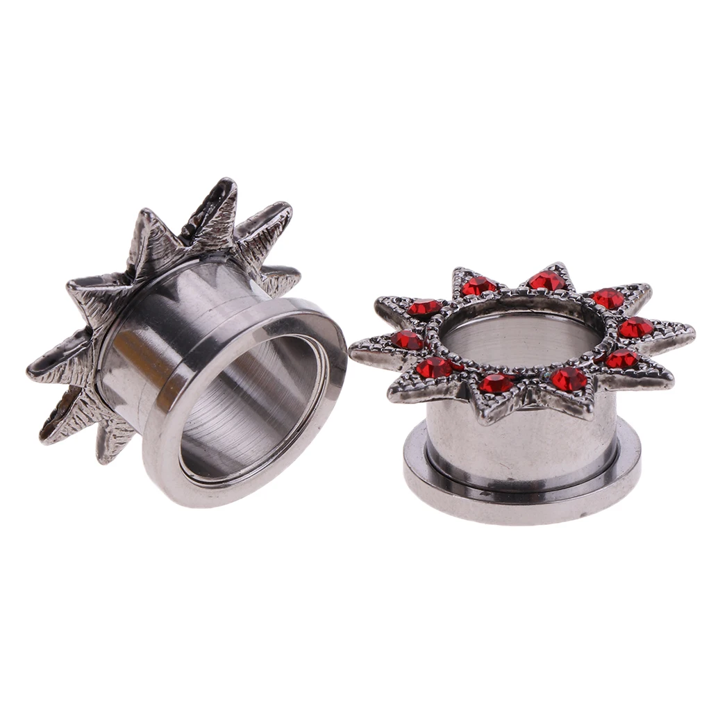 1 Pair Stainless Steel Screw Ear Gauges Flesh Tunnels Plugs Expander 6/8/10/12/14/16/18mm 7 Sizes