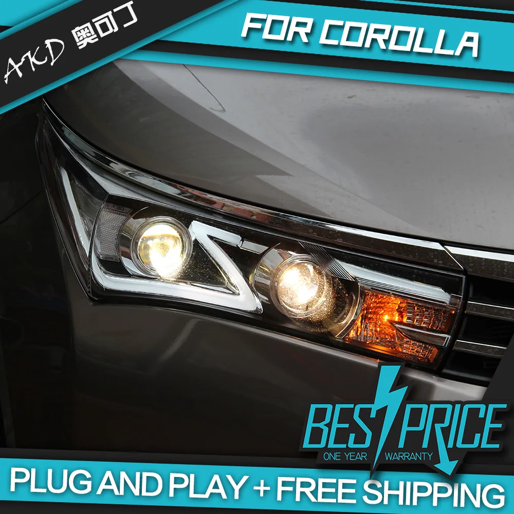 Автомобиль Стайлинг для Corolla фары- светодиодный светодиодные дневные ходовые огни на передних фарах динамический сигнал Hella 5 Биксеноновая объектив проектора Hid D2H