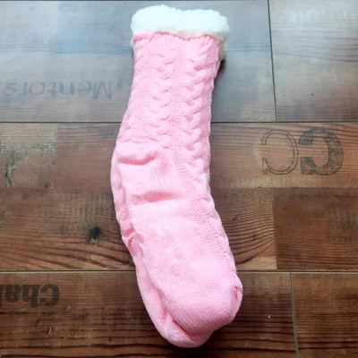 Утепленные двойные флисовые Носки рождественские носки теплые носки для зимы женские 7 цветов новое поступление - Цвет: Розовый