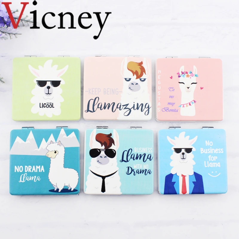 

Vicney New arrival Cute cartoon Portable Folding Mirror Mini Compact Makeup Cosmetic Pocket Mirror For Makeup Tools