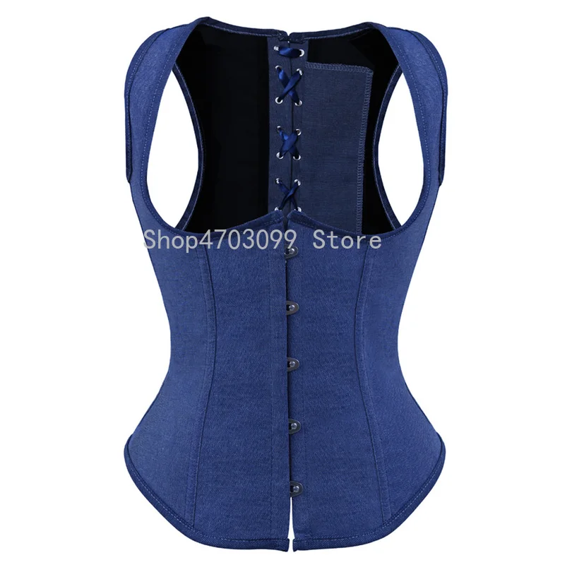 

Sexy Gothic Lace up Boned Waist Cincher Vest Corset Leather Spiral Steel Boned Straps Bodyshaper Top Plus