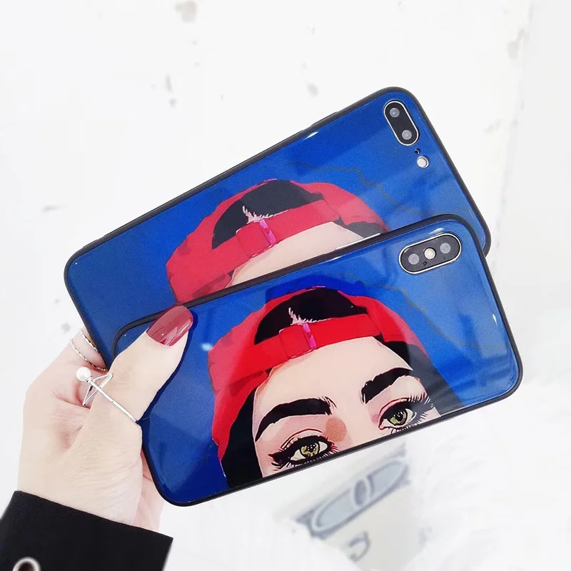 Бейсболка для девочек чехол из закаленного стекла телефона iphoneX 8 8plus 7 7plus 6 6s 6plus