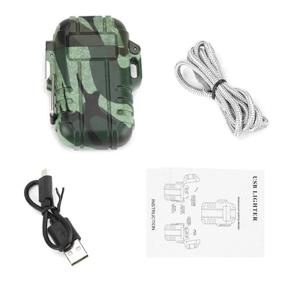 Double Arc Waterproof Windproof Outdoor Survival Camping Lighter font b Electronic b font Cigarette Lighter USB