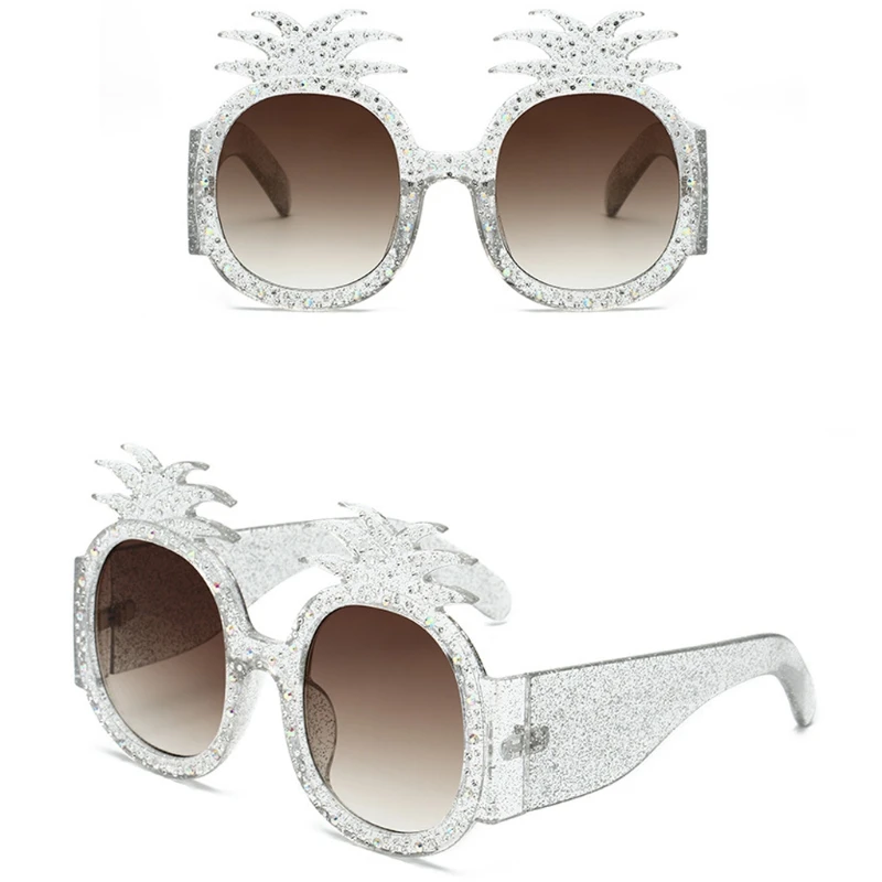 Ананас Большие женские Овальные Солнцезащитные очки Стразы Декор UV400 вечерние очки - Цвет линз: 4