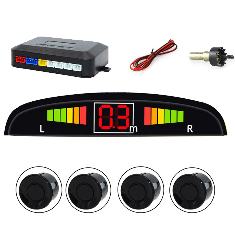

Auto Reversing Radar with 4 Sensors Car Parking Sensor Car LED Screen Blind Spot Detection System Display Parktronic Sensors