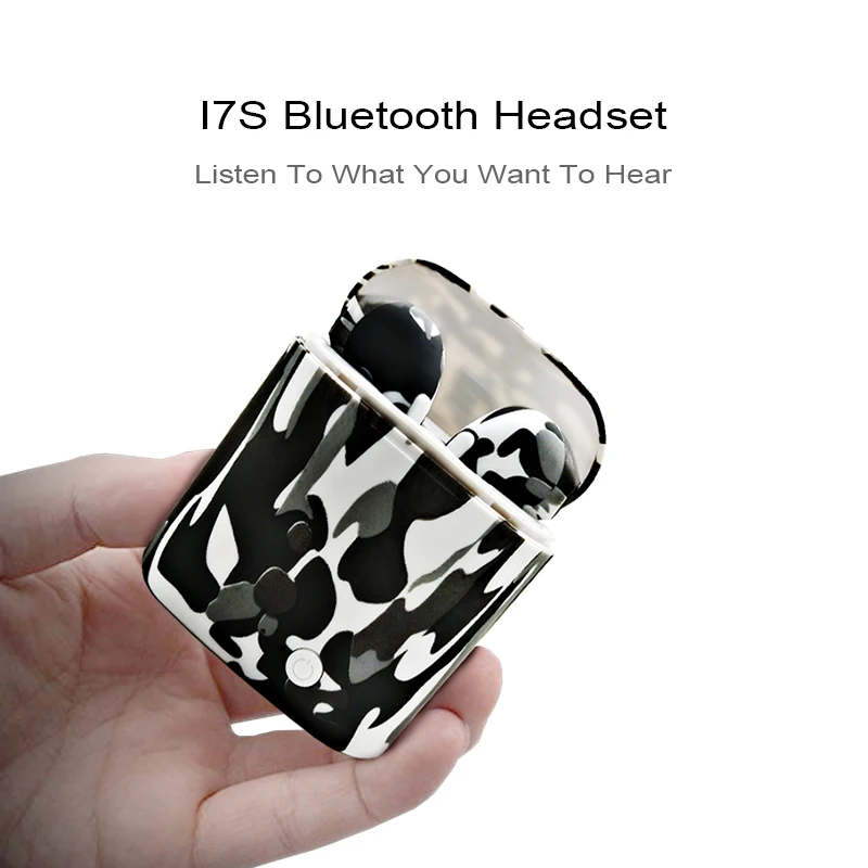 M&J I7S TWS camo Earbuds Ture Wireless Bluetooth Double Earphones Twins Earpieces Stereo Music Headset For All Bluetooth Mobile