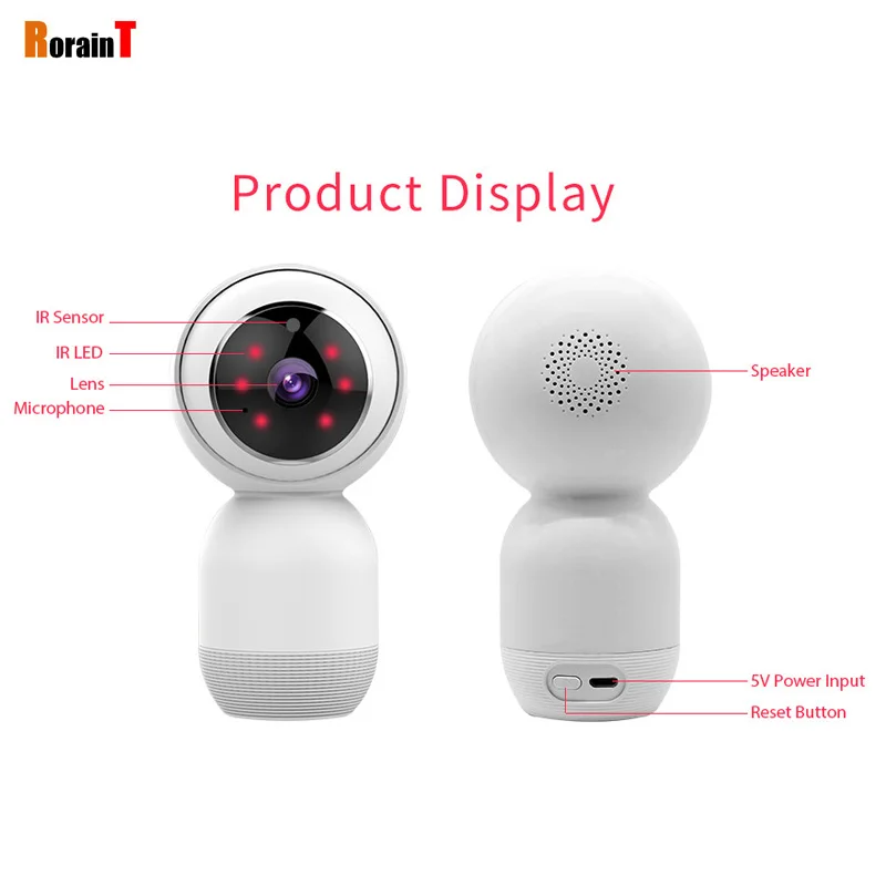 RorainT Smart HD 1080P CCTV Phone Security Monitoring Network Head Home wifi IP Camera Two-way Audio Monitor