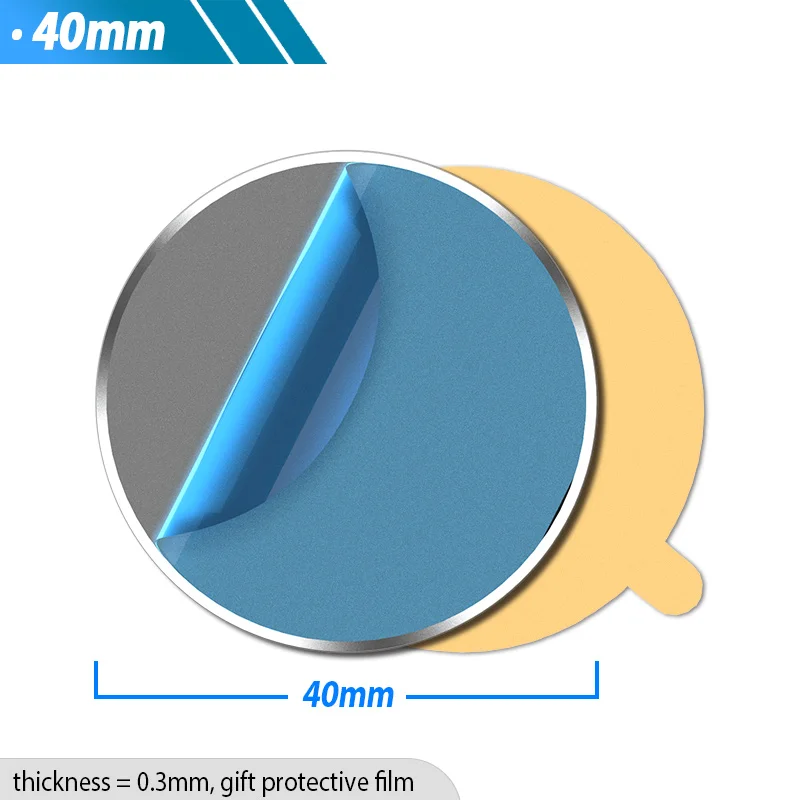 Металлическая пластина-диск, железный лист для магнитного держателя мобильного телефона, супер тонкий магнитный автомобильный держатель, наклейка для iPhone XR X samsung S10 S9 - Color: 40x0.3mm