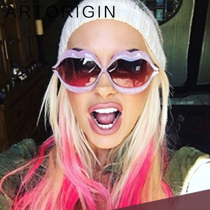 

ARTORIGIN Lovely Lip Sunglasses Women Metal Frame Vintage ladies Sunnies Female Shades Tint And Mirror Sun Glasses Lens Lunettes