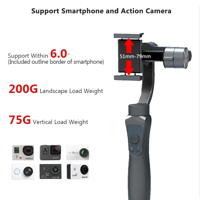 Самый дешевый гладкая 3-осевой портативный монопод с шарнирным замком Bluetooth стабилизатор для iPhone 8 X samsung S9 S8 S7 Xiaomi смартфон GoPro 5 6 Камера