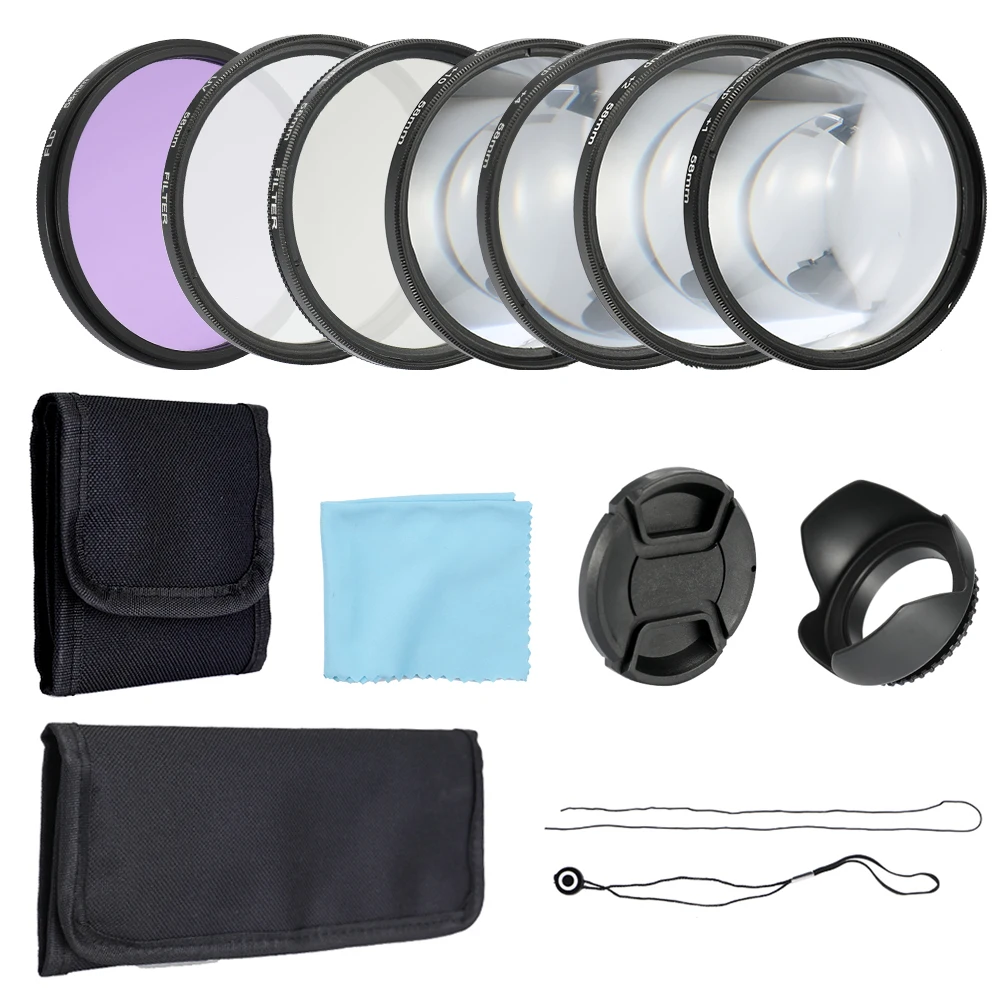 Andoer 52mm 58mm Professional Camera UV CPL FLD Lens Filters Kit and Close Up Macro Accessory