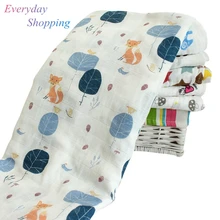 Buy Newest 120x120cm Winter Muslin Baby Cartoon Swaddling Blanketborn Infant Cotton Autumn Warm Swaddle Towel Free Shipping