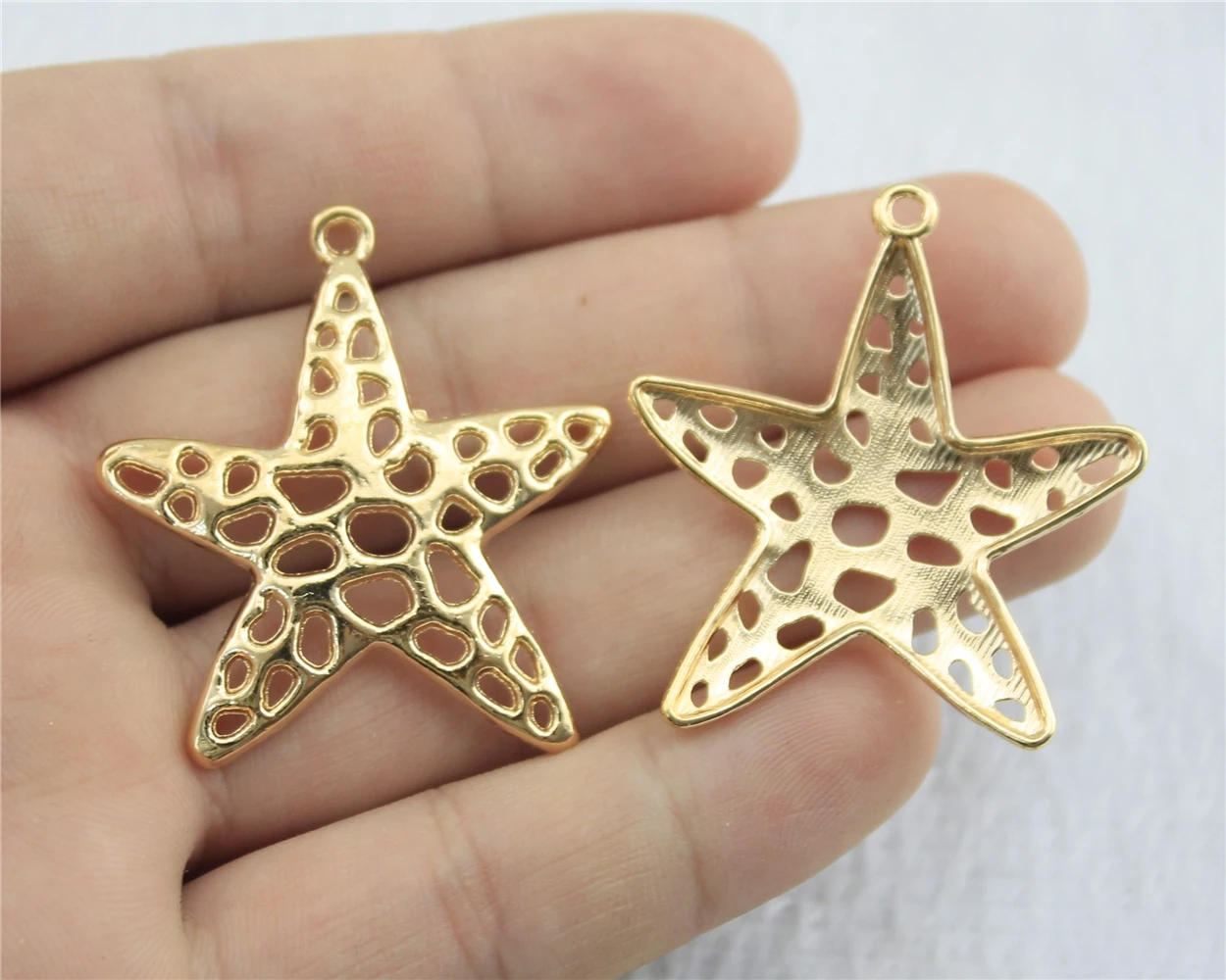 

3pcs 40*37mm KC Gold Color Starfish Charms