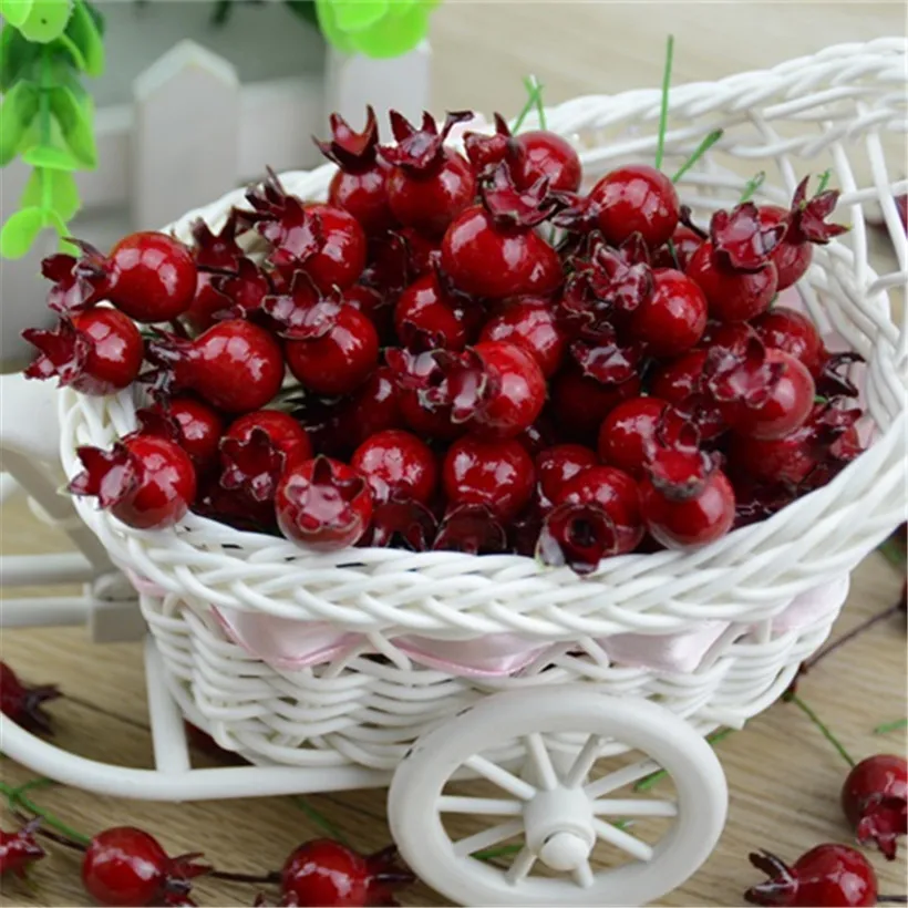 20 Pcs Mini Artificial Plastic Pomegranate Fruit Vegetable Small Cherry Bouquet Stamen Wedding Home Christmas Flower Decorative artificial plants artificial flowers artificial fruits and vegetables