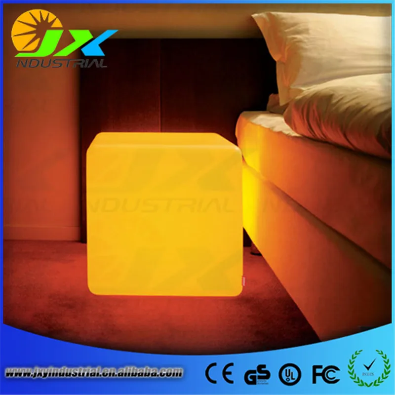 

JXYINDUTRIAL D40cm PE Material Rechargeable 16 color LED Square Cube Seat Chair Stool Waterproof LED table light cube chair