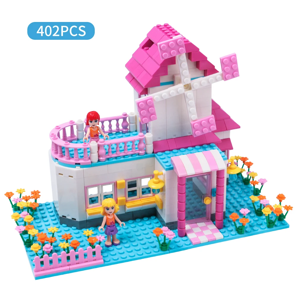

402Pcs Villa Model Building Blocks Kits Bricks Kits Enlightenment Educational Figure Toys for Children Compatible Legoed Duploed