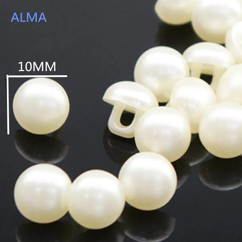 

50PCS Pearl Shank Button 10MM White Round Plastic Sewing DIY shirt Buttons for Clothing Accessories Doll children garment