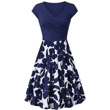 Летнее платье женское элегантное с коротким рукавом платья с перекрестными лямками винтажные элегантные расклешенные А-образные синие платья вечерние платья для сна vestidos новинка