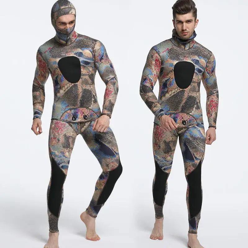 Мужской 3 мм гидрокостюм для подводной охоты, костюм для дайвинга, камуфляжный неопреновый раздельный гидрокостюм для рыбалки и охоты, камуфляжная зимняя одежда для серфинга - Цвет: MY048