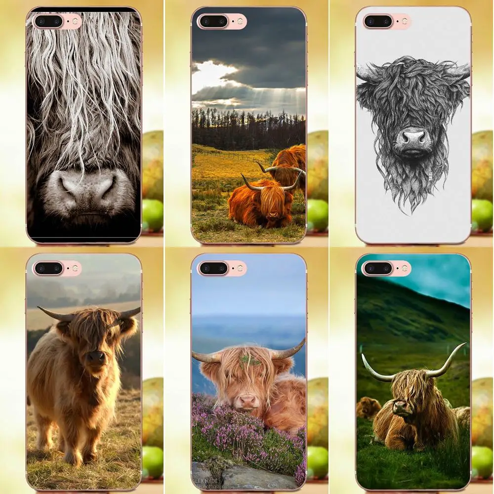 

For Galaxy A3 A5 A7 On5 On7 2015 2016 2017 Grand Alpha G850 Core2 Prime S2 I9082 TPU Cute Skin Highland Cow